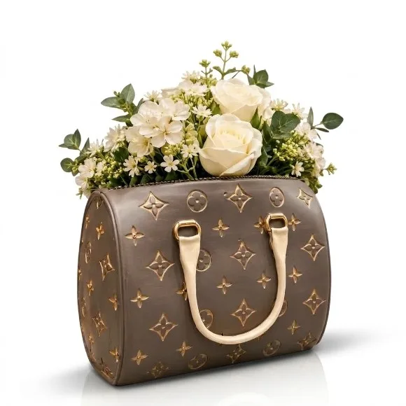 Luxury Ceramic Purse Handbag Flower Vase