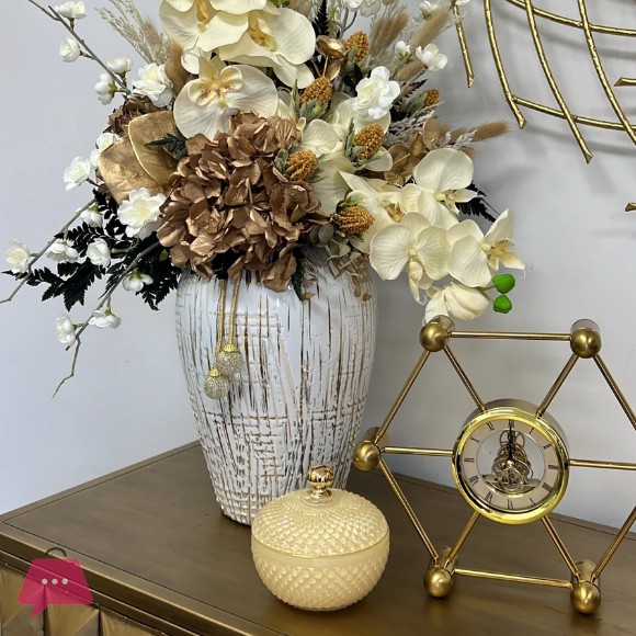 Luxury Hexagon Table Clock Gold Brass Clock