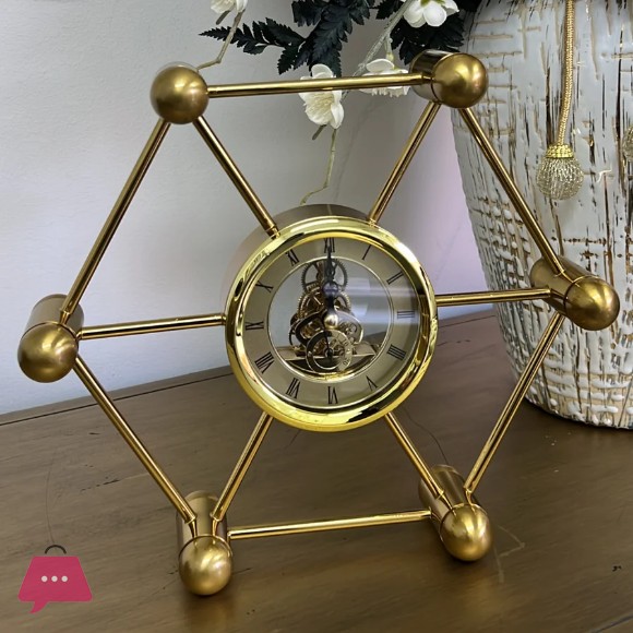 Luxury Hexagon Table Clock Gold Brass Clock