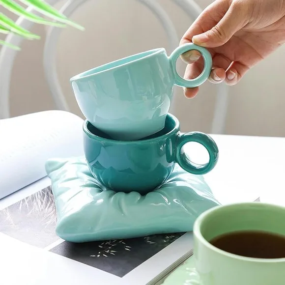 Macarone Pillow Ceramic Coffee Tea Cup 1 Set - 220ml