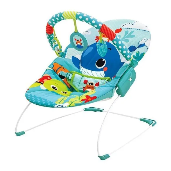 Mastela Musical Bouncer with Toy Bar Fish Print - Blue