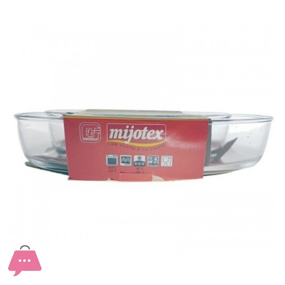 MIJOTEX Set of 2 Oval Heat-Resistant Glass Dish 3.2 l 1.6 l