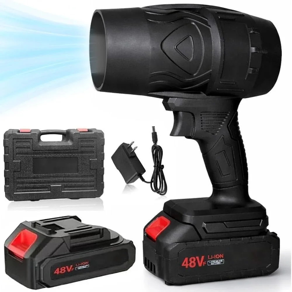 Mini Air Blower Portable Cordless Battery Blower with 2 x 48V Batteries, Charger and Carrying Case, Ideal for Cleaning Home, Garden, Keyboards, Office, Dust