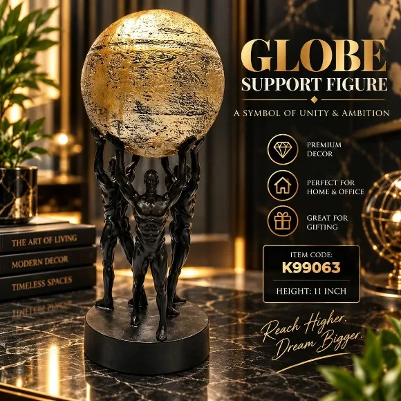Atlas World Globe Sculpture Center Piece Decor