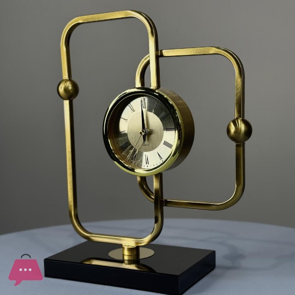 Modern Geometric Gold Showpiece Table Clock