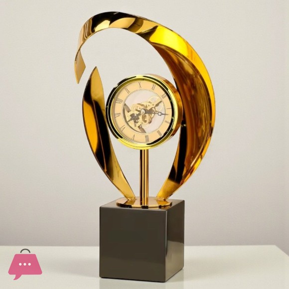 Modern Gold Decorative Table Clock – Luxury Artistic Timepiece