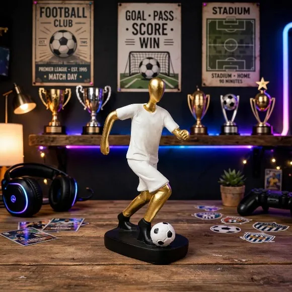 Modern Resin Football Player Figure Sculpture Home Decor