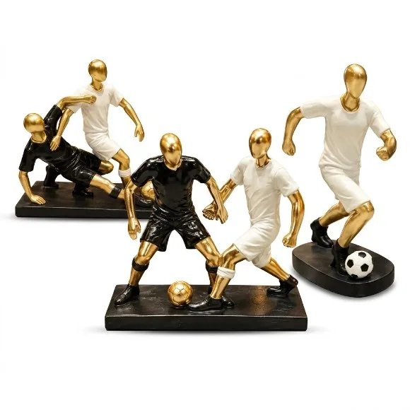 Modern Resin Football Player Figure Sculpture Home Decor