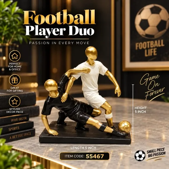 Modern Resin Football Player Figure Sculpture Home Decor