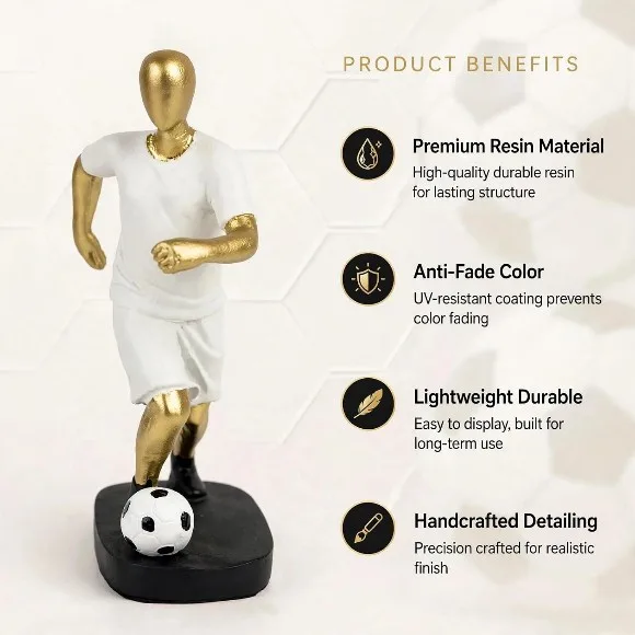 Modern Resin Football Player Figure Sculpture Home Decor