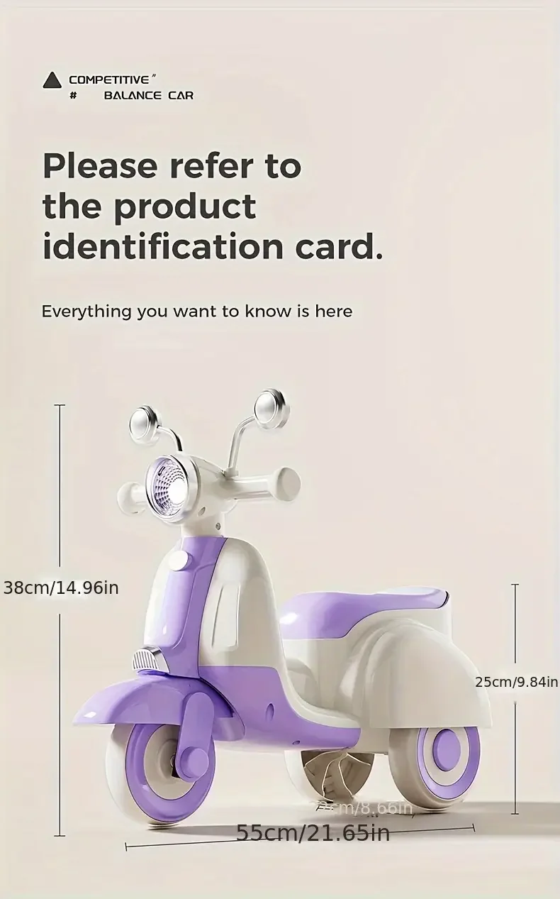 childrens balance scooter with music and lights ride on scooter motorcycle look battery not included Product details 0
