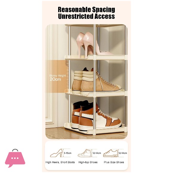 Multi-Layer Shoe Rack Tall Vertical Shoe Shelf for Entryway Shoe Cabinet Storage Stand - 6-Layer