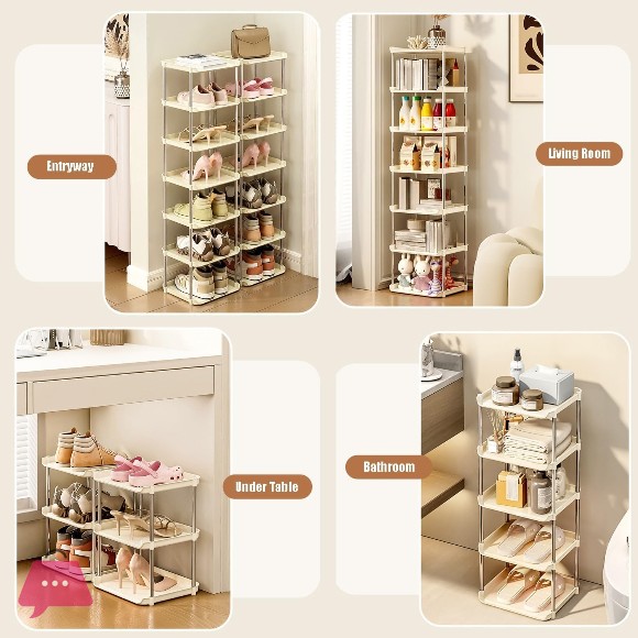 Multi-Layer Shoe Rack Tall Vertical Shoe Shelf for Entryway Shoe Cabinet Storage Stand - 6-Layer