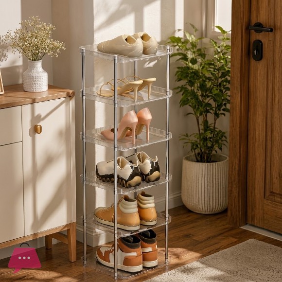 Multi-Layer Shoe Rack Tall Vertical Shoe Shelf for Entryway Shoe Cabinet Storage Stand - 6-Layer