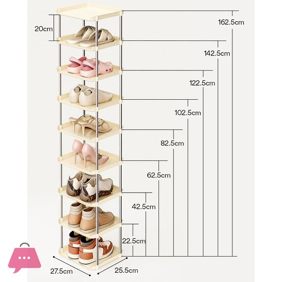 Multi-Layer Shoe Rack Tall Vertical Shoe Shelf for Entryway Shoe Cabinet Storage Stand - 6-Layer