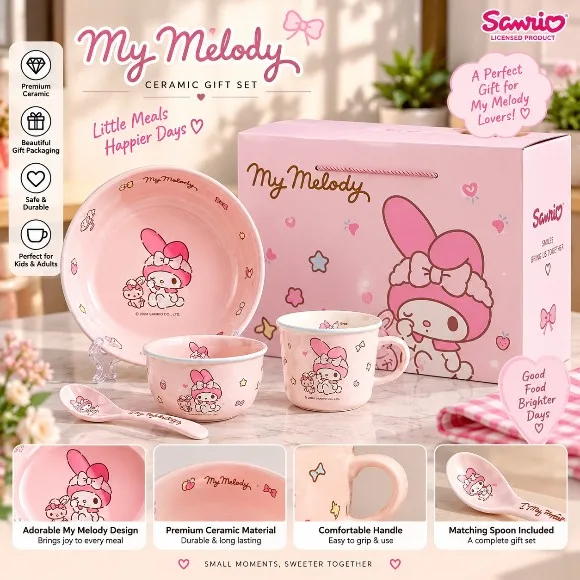 Officially Licensed MY MELODY Sanrio Meal Set Ceramic