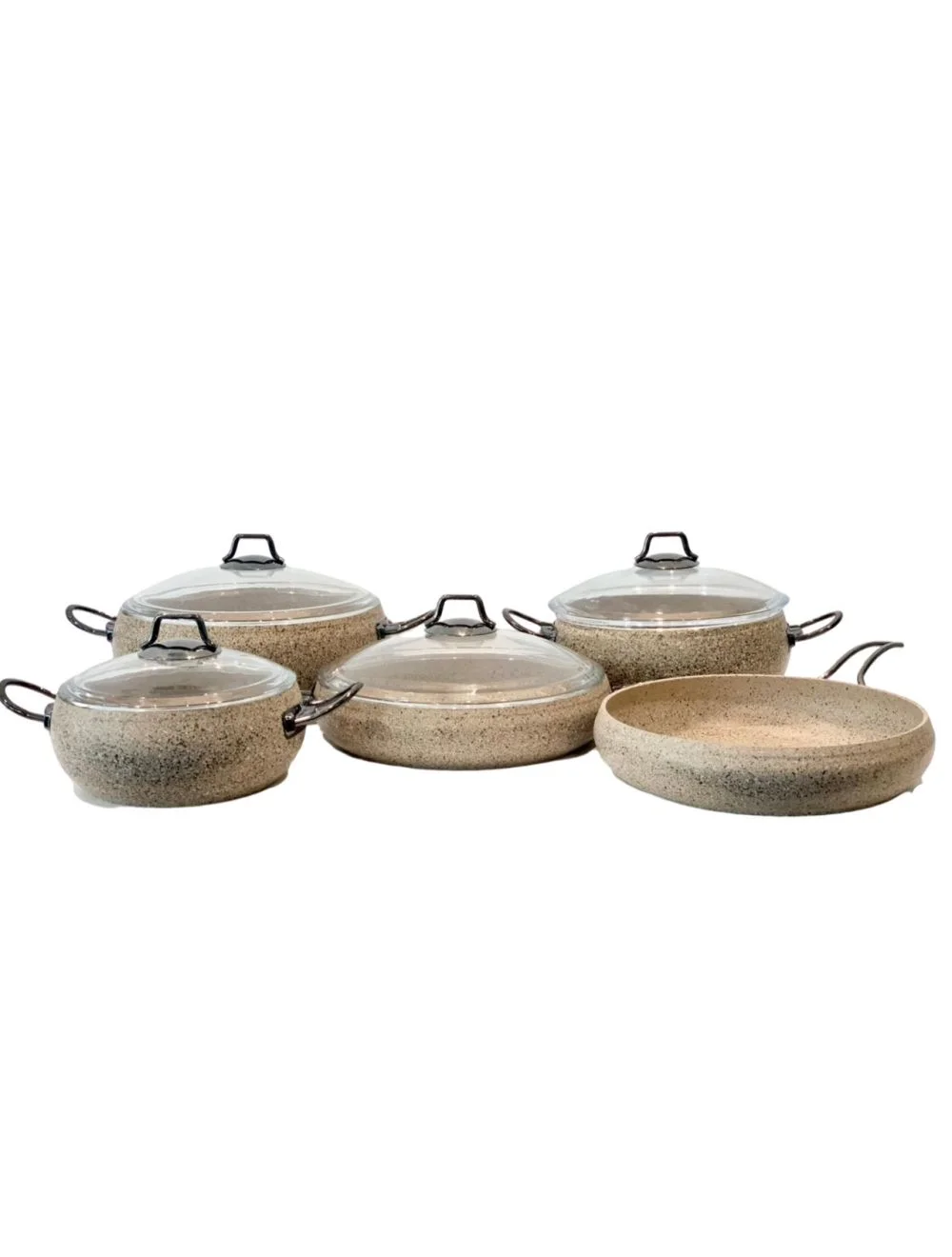 OMS 9 Pcs Sandstorm Non Stick Granitec Cookware Set - Made in Turkey-3052 - Sandstorm