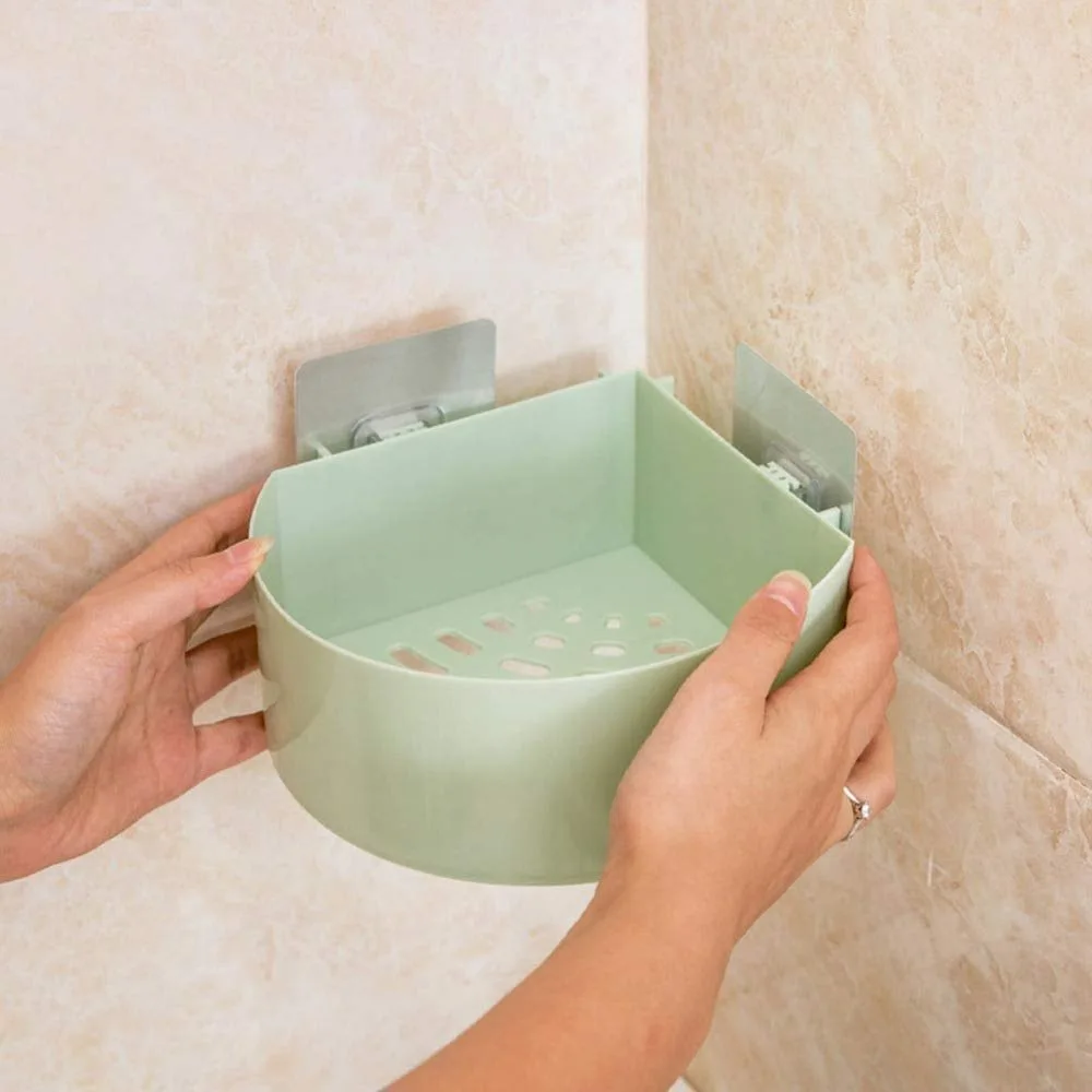 Plastic Wall Mount Triangle Shape Corner Shelf Basket Shower Caddy Rack Storage Shelves Shampoo Holder for Bathroom Kitchen