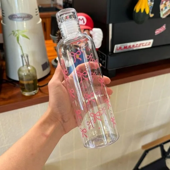 Pookie Bow Water Bottle Borosilicate Glass Fitness Timeline 750ml