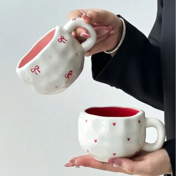 Pookie Hand-Painted Ceramic Bow Cup & Saucer