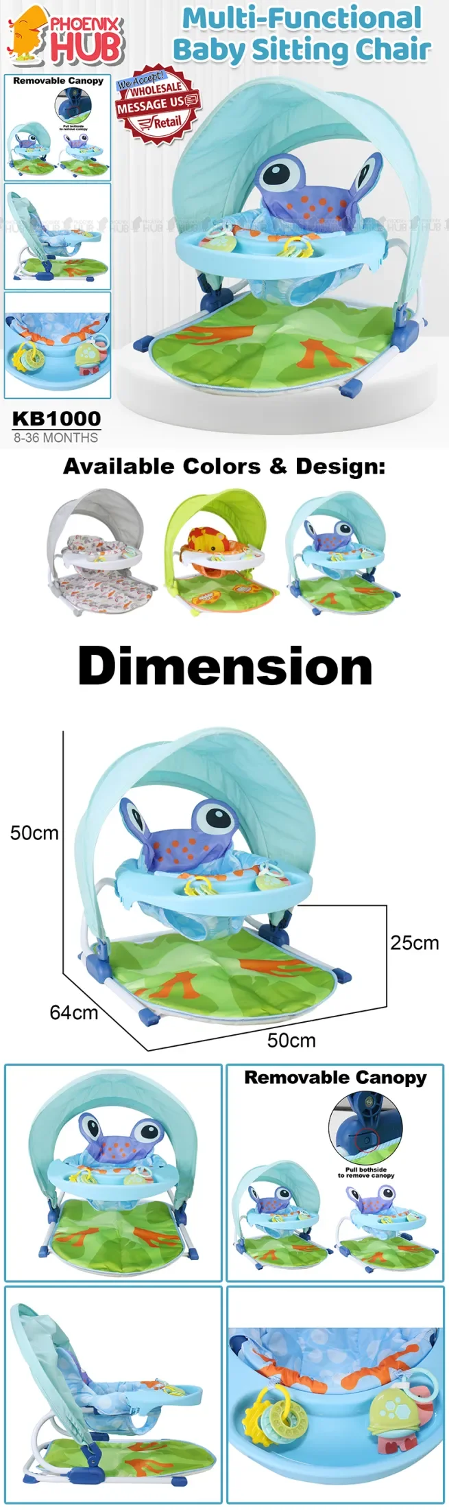 Portable cartoon tent game dining chair training sit baby learning to sit chair HC578020