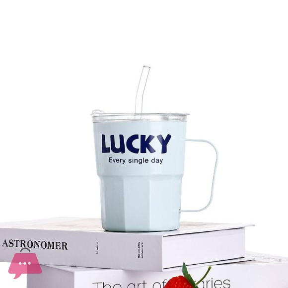 Portable Iced Coffee Cup Heat Resistant Reusable Glass Tumbler Mug with Straw and Handle 350ml