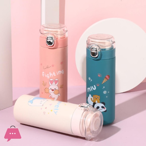 Portable Leakproof Student Bounce Cover Thermos Water Bottle 420ml