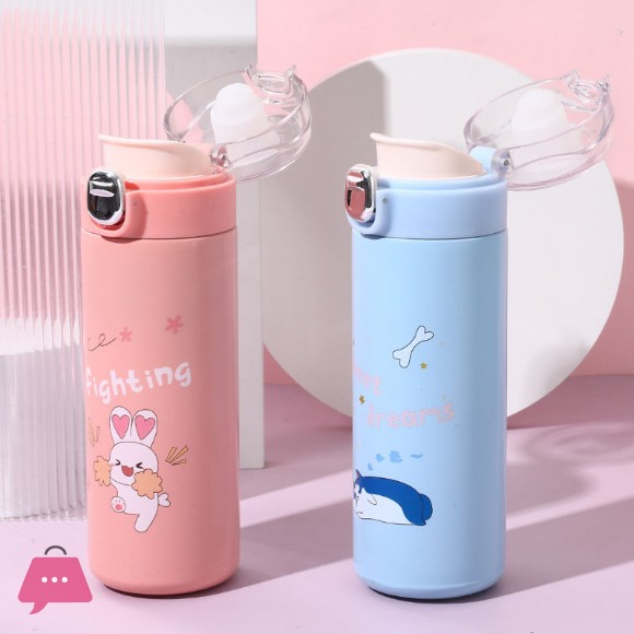 Portable Leakproof Student Bounce Cover Thermos Water Bottle 420ml