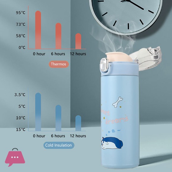 Portable Leakproof Student Bounce Cover Thermos Water Bottle 420ml