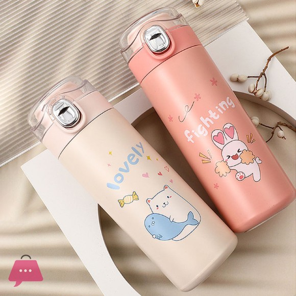 Portable Leakproof Student Bounce Cover Thermos Water Bottle 420ml