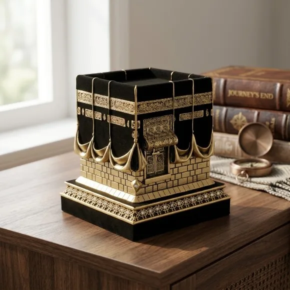 Premium Khana Kaaba Replica Showpiece High-Grade Fiber Islamic Tabletop Decor 4, 5.5, 8 Inch