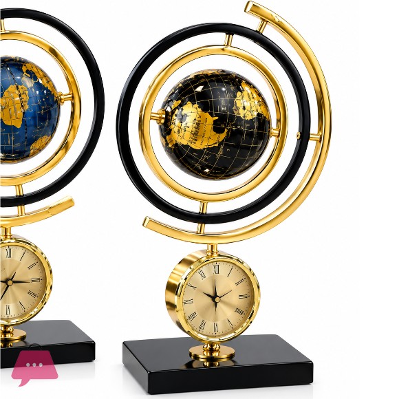 PREMIUM TABLE CLOCK Luxury World Map Elegant Premium Quality