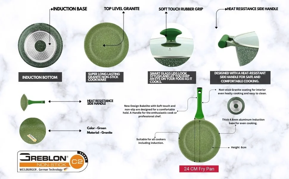 Prestige Essentials Granite 12 Piece Non-Stick Cast Aluminium Cookware sets