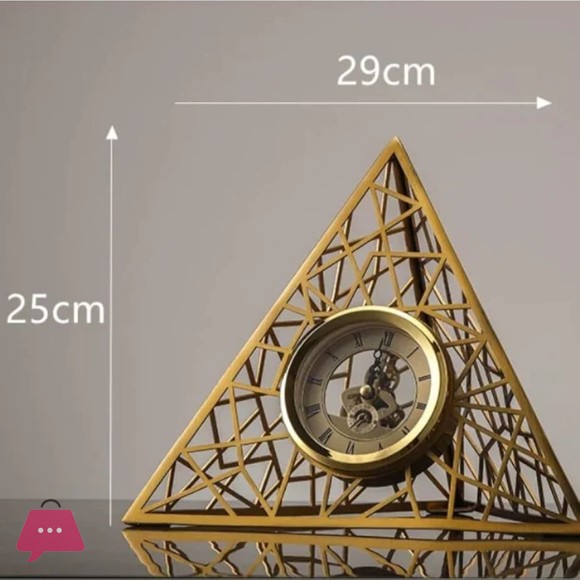 Pyramid Metal Clock Decorative Table Clock