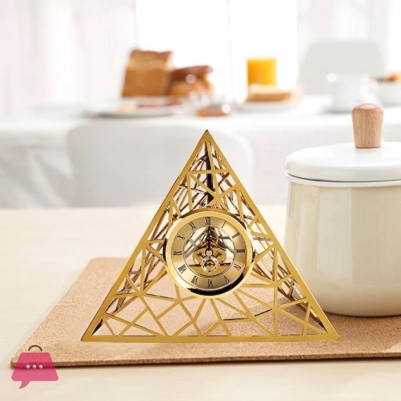 Pyramid Metal Clock Decorative Table Clock