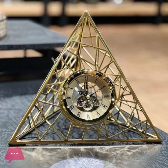 Pyramid Metal Clock Decorative Table Clock