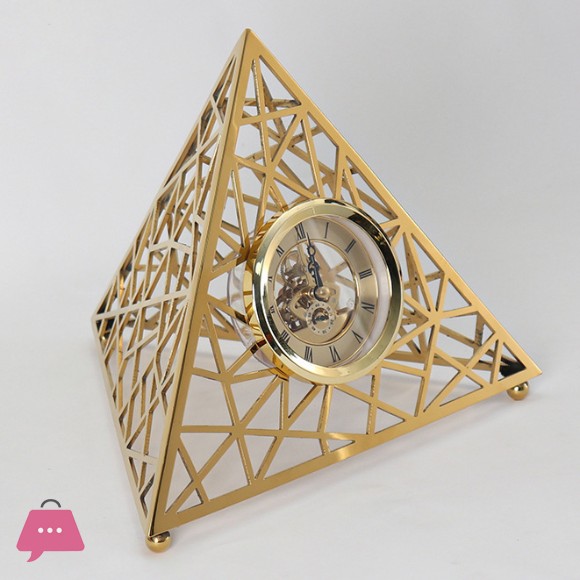 Pyramid Metal Clock Decorative Table Clock