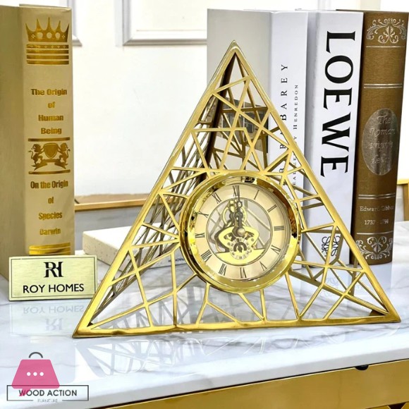 Pyramid Metal Clock Decorative Table Clock
