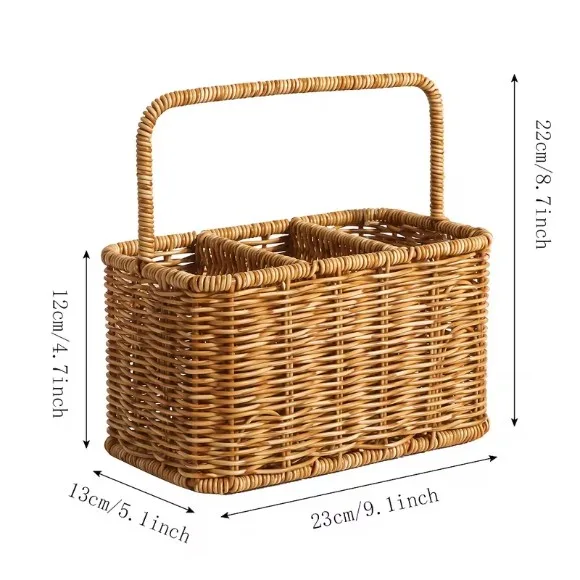 Rattan-Style Storage Clutter Basket Rustic Style Handheld Storage Basket