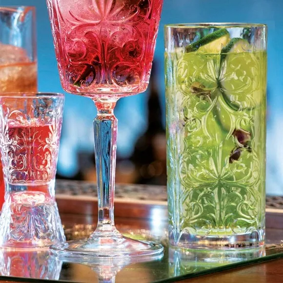 RCR Cristalleria Italiana Tattoo Luxury Crystal Long Drink Water Juice Glass Tumbler - Set of 6 368ml - Italy Made 269410