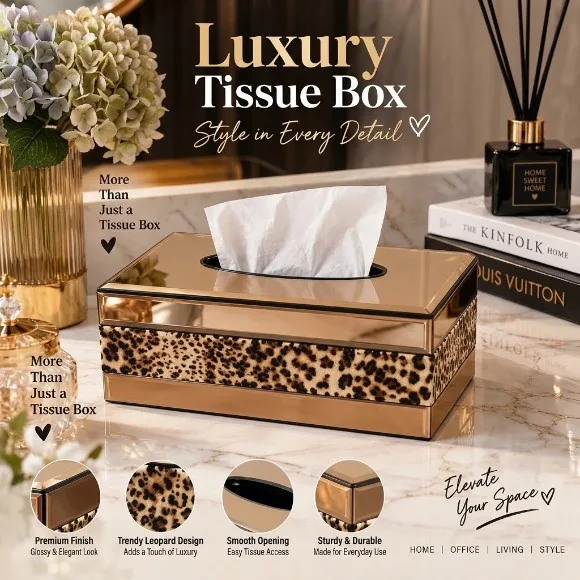 Rectangular Glass Mirror Tissue Box