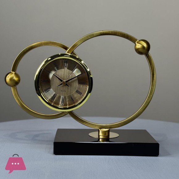Rustic Round Golden Metal Table Clock