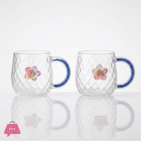 3D Flower Glass Mug 1Pcs