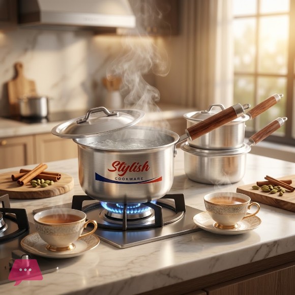 Stylish Heavy-Gauge Aluminium Saucepan with Lid (20cm, 22cm, 24cm)