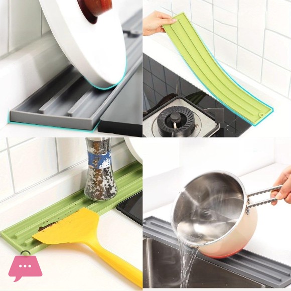 Silicone Pot Holder Tray & Lid Organizer Non-Slip Countertop Draining Mat Utensil-Spoon-Pan Rester Water Absorbent Sink Drying