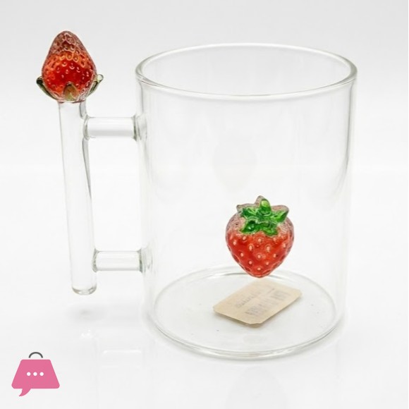 3D Strawberry Topper Glass Mug