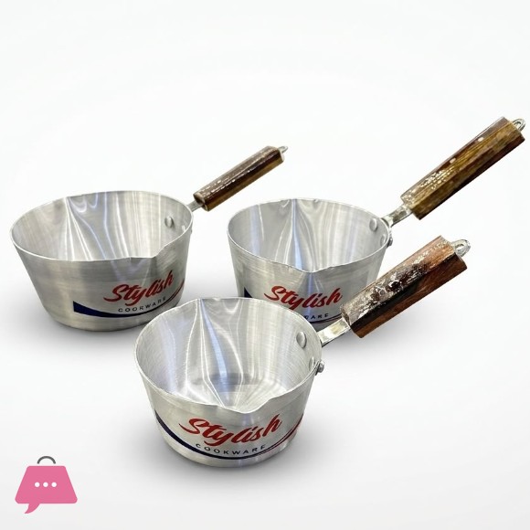 Stylish Aluminium Saucepan Milk Pot (20cm 22cm 24cm) with Stay-Cool Wooden Handle