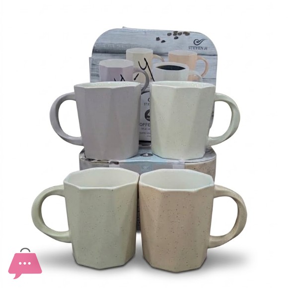 Set of 4 Granite Ceramic Mugs in Box