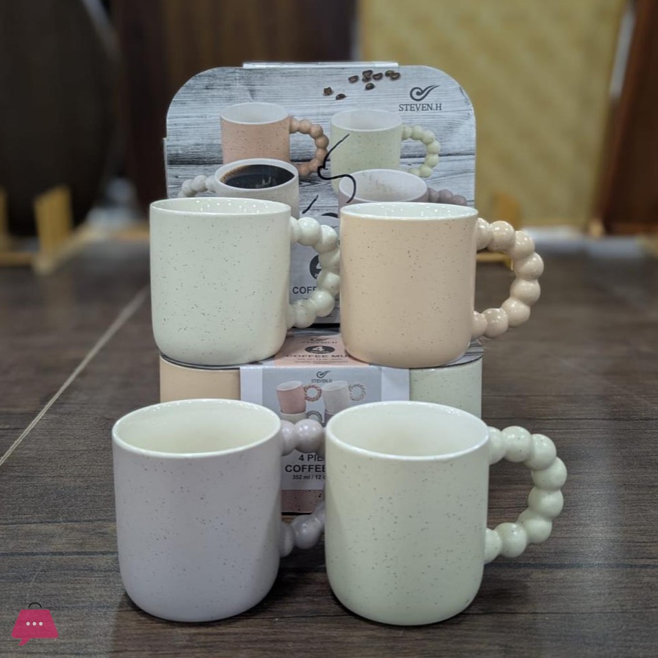Set of 4 Granite Ceramic Mugs in Box