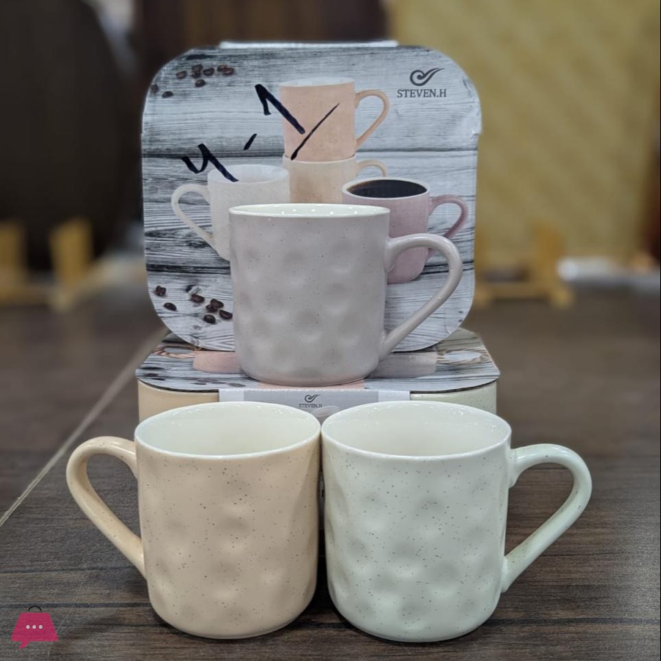 Set of 4 Granite Ceramic Mugs in Box